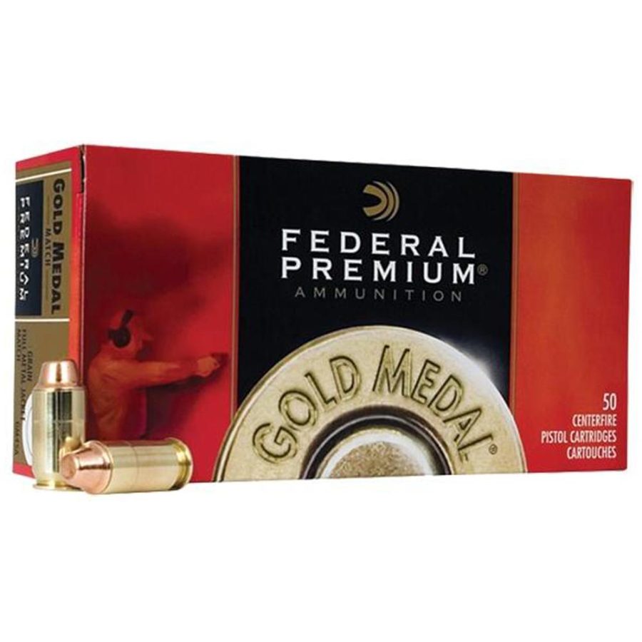 Federal Premium Gold Medal Handgun Ammunition .45 ACP 230 gr FMJ 860 fps 50/box