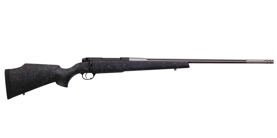 Weatherby MAM01N28NOR8B Mark V Accumark 28 Nosler 3+1 26" Threaded/Fluted Stainless Barrel, Graphite Black Rec, Gray Webbed Black Monte Carlo Stock, Accubrake Muzzle Brake, Adj. TriggerTech Trigger