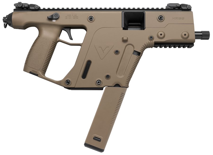 Kriss USA KV45PFD20 Vector SDP G2 45 ACP 30+1 Black Nitride Threaded Barrel, Flat Dark Earth Picatinny Rail Top & Bottom, QD Sling Swivel