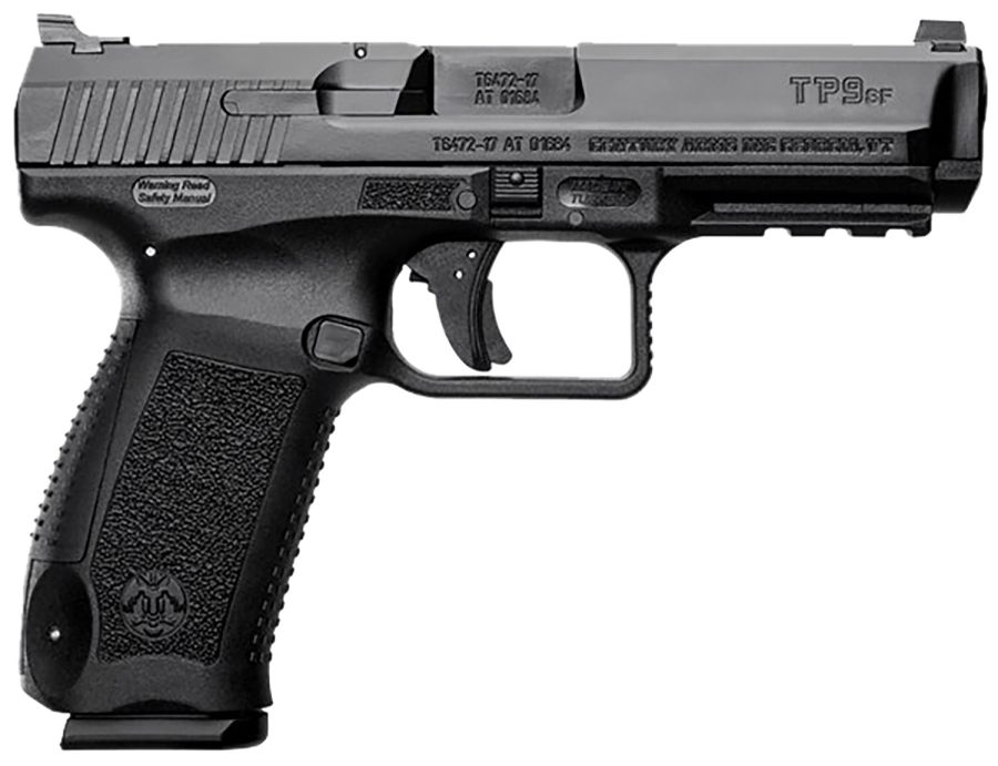Canik HG4865N TP9SF  Full Size 9mm Luger 18+1 4.46" Black Nitride Match Grade Barrel, Black Cerakote Serrated Steel Slide & Polymer Frame w/Picatinny Rail, Black Interchangeable Backstrap Grip