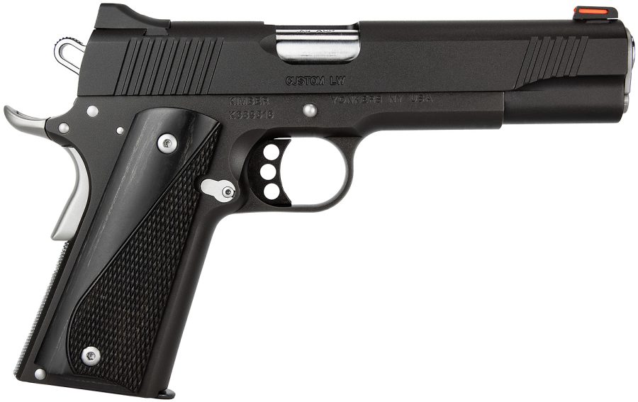Kimber Mfg.,inc 3700595 Custom LW Nightstar 45ACP 8+1 5" Front Serrations Steel Slide Black Smooth/Checkered Black/Gray Laminate Grip