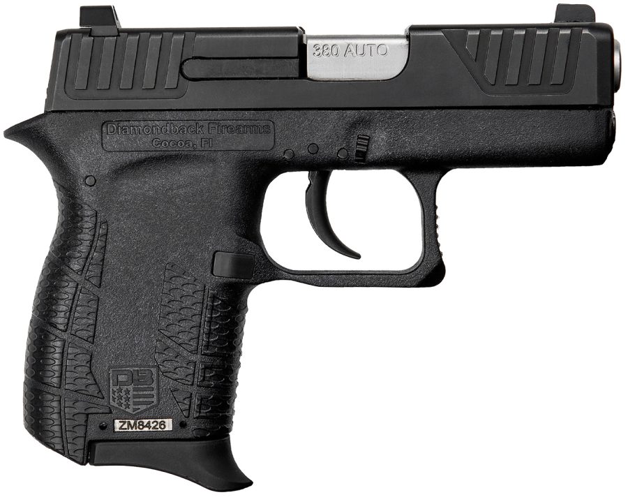 Diamondback DB0100E002 DB380 Gen4 Micro-Compact Frame 380 ACP 6+1, 2.80" Stainless Steel Barrel, Black Nitride Serrated Stainless Steel Slide, Black Polymer Frame w/Beavertail & Grip