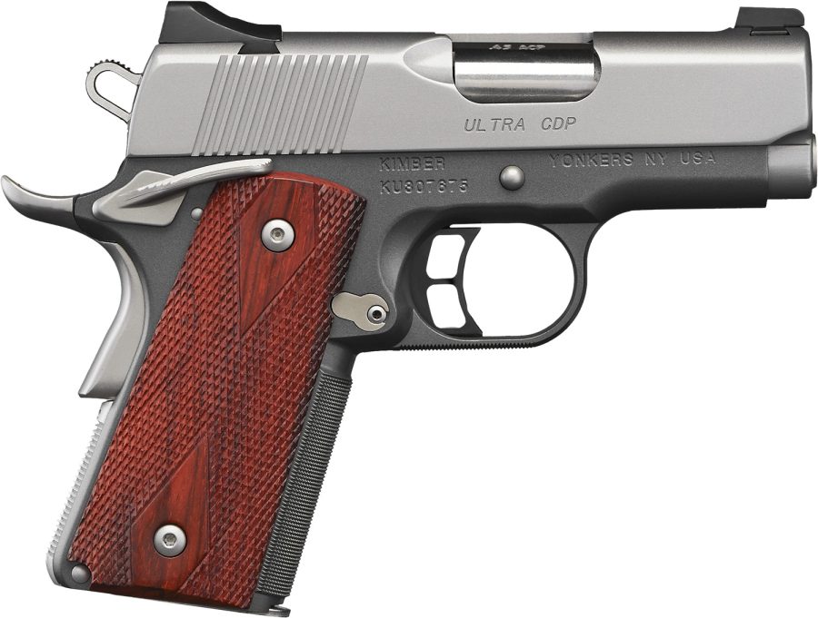 Kimber Mfg.,inc 3000256 Ultra CDP 9mm 8+1 3" Satin Silver KimPro II Flat Top Stainless Steel Slide Charcoal Gray KimPro II Rosewood Grip