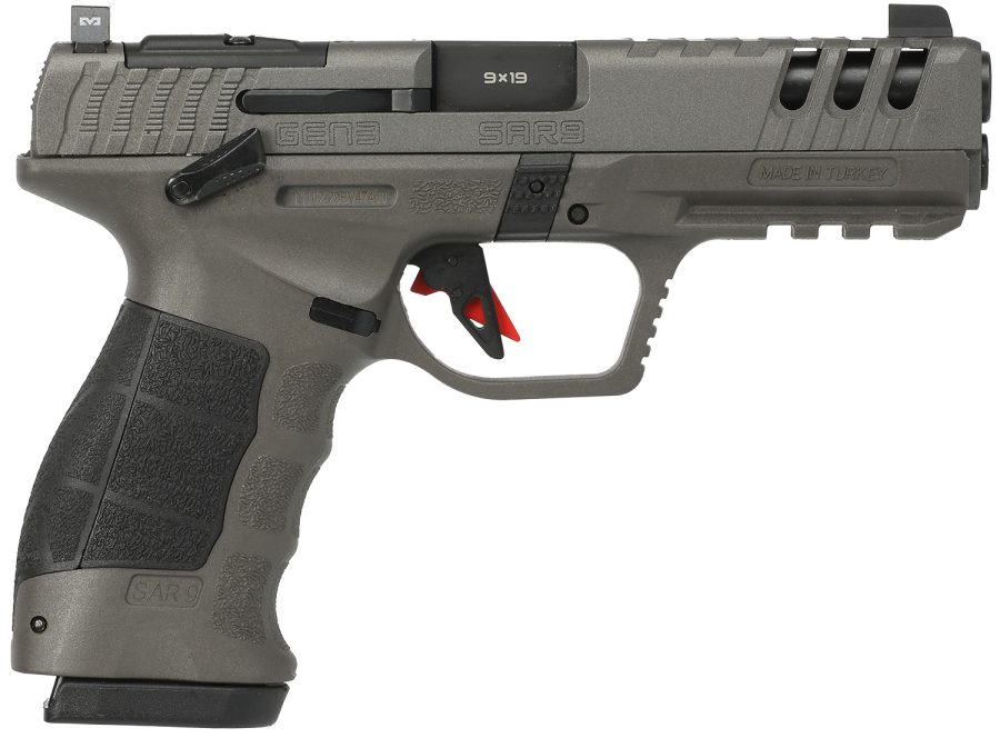 SAR USA SAR9G3PT SAR9 Gen3 Full Size Frame 9mm Luger 17+1 4.40" Black Steel Barrel, Platinum Cerakote Serrated Steel Slide, Platinum Cerakote Polymer Frame w/Picatinny Rail, Black Polymer Grip