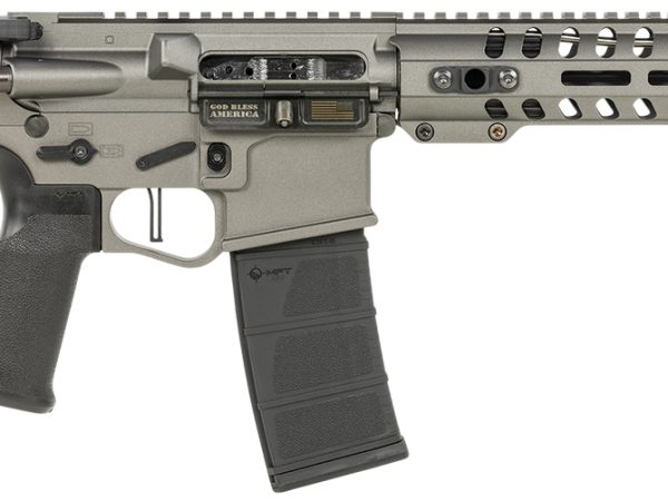 Patriot Ordnance Factory 01802 Minuteman Direct Impingement 5.56x45mm NATO Caliber with 10.50" Barrel, 30+1 Capacity, Tungsten Metal Finish, Buffer Tube Stock & Black MFT Grip Right Hand