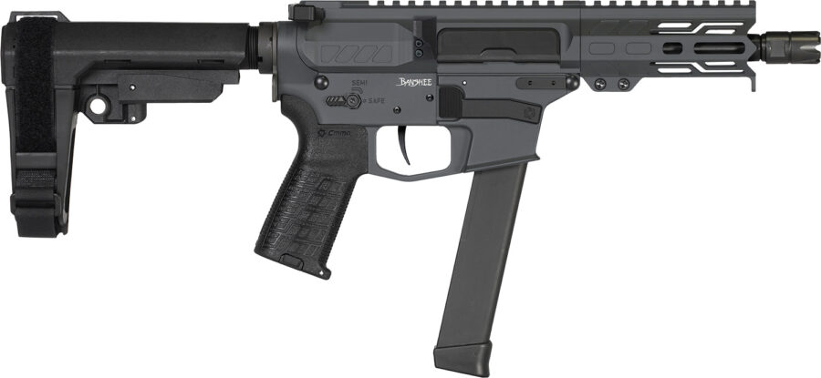 CMMG 99A890FSG Banshee MKGS 9mm Luger 33+1 5" Black Nitride Medium Taper Threaded Barrel, EML 4" M-LOK Handguards, Sniper Gray Cerakote Aluminum Picatinny Rail Receiver, CMMG Zeroed Grips
