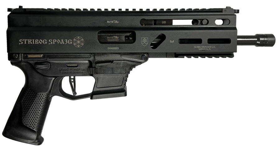 Grand Power 8588005808545 SP9A3G Stribog 9mm Luger 30+1 8" Black Threaded Barrel, M-LOK Handguard, Black Aluminum Picatinny Rail Receiver, Black Polymer Grip, Thread Protector