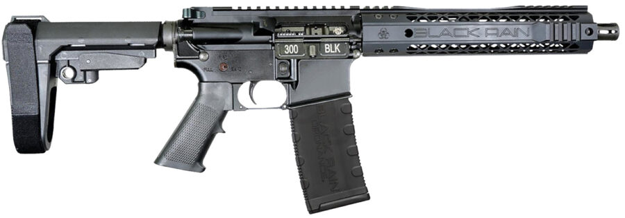 Black Rain Ordnance  Spec15  300 Blackout 30+1 10.50" Black Nitride Steel Barrel, 10" M-LOK Handguard, Black Anodized Aluminum Picatinny Rail Receiver, Tactical SBA3 Brace, Black G.I. Grip