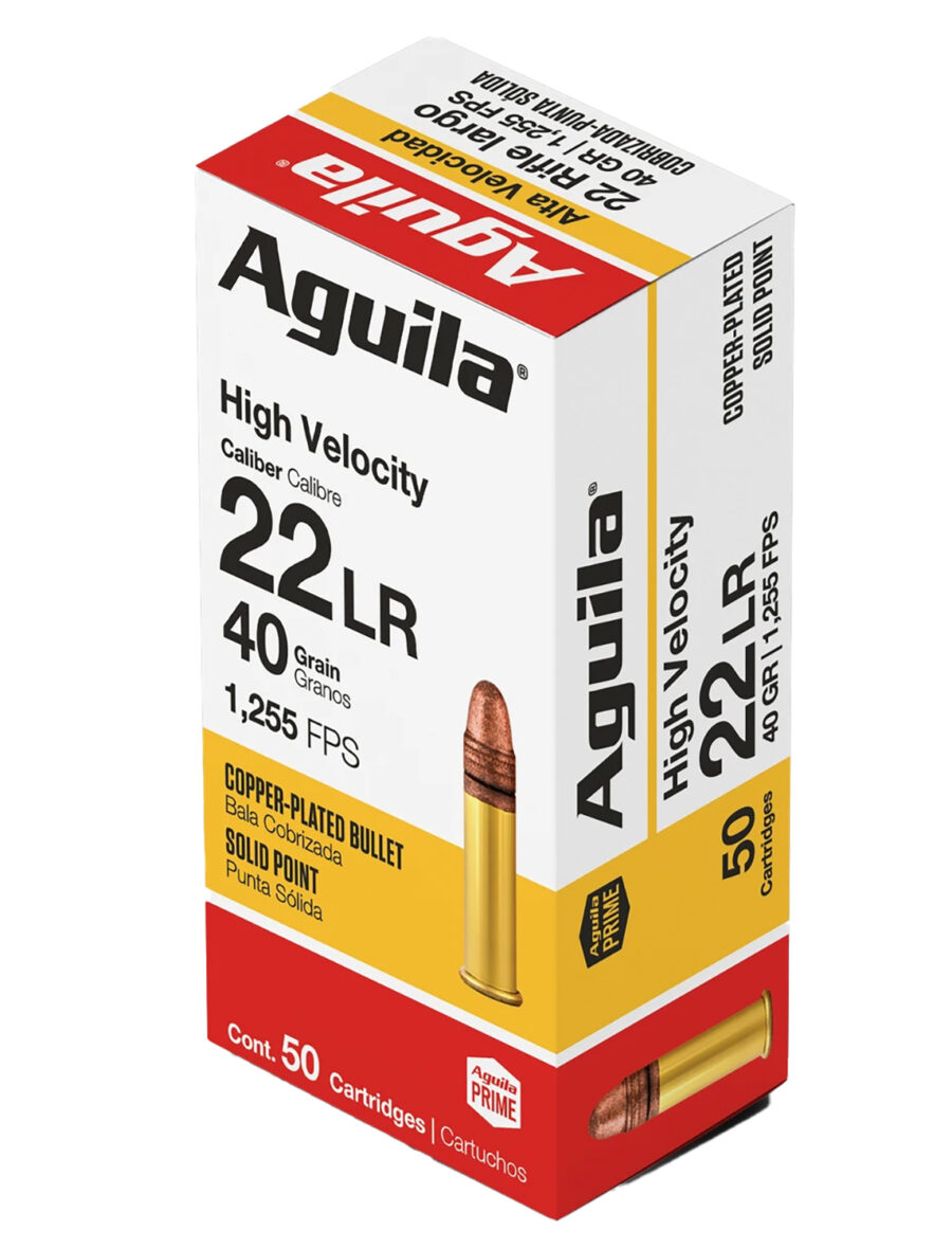 Aguila 1B220328 Super Extra Rimfire 22LR 40gr Copper Plated Solid Point 50 Per Box/40 Case
