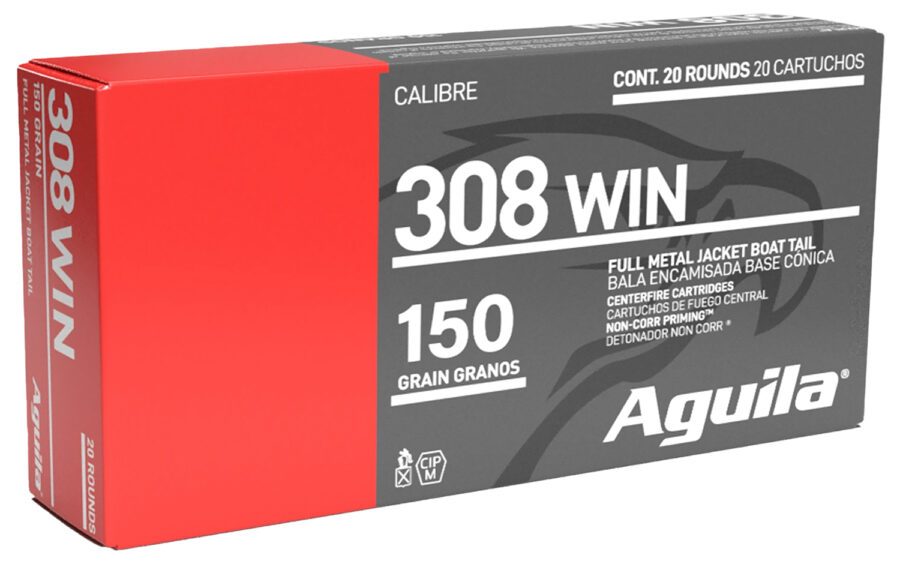 Aguila 1E308110 Target & Range Rifle 308Win 150gr Full Metal Jacket Boat Tail 20 Per Box/25 Case