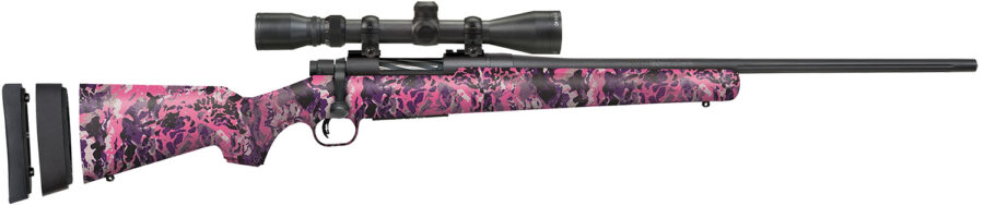 Mossberg 28258 Patriot Super Bantam w/Optic 350 Legend 4+1 22" Matte Blued Fluted Threaded Barrel, Matte Blued Drilled & Tapped Receiver, Adj LOP Muddy Girl Wild Synthetic Stock, 3-9x40mm Duplex