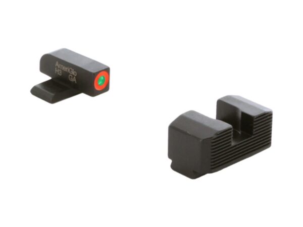 Ameriglo Green Tritium Orange Outline Front Black Serrated Rear Sight Hellcat Standard
