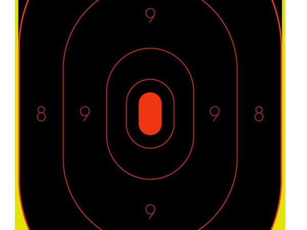 Birchwood Casey 34603 Shoot-N-C Reactive Target Self-Adhesive Paper Black/Yellow/Red 12"x18" Oval Silhouette 100 Pack