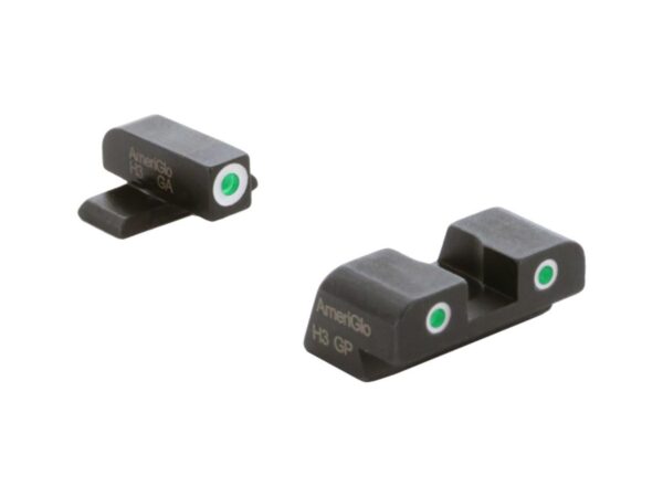 Ameriglo Green Tritium w/ White Front Green Tritium w/ White Rear 3 Dot Sight Hellcat Standard