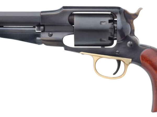 Taylors & Company 550833 1858 Remington Uberti 44 Cal 6 Shot Percussion 5.50" Blued Octagon Barrel, Cylinder & Steel Frame, Walnut Grip