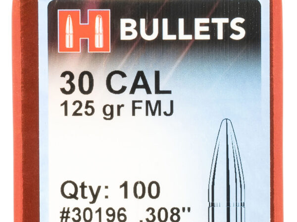 Hornady 30196 FMJ 30 Cal .308 125 gr Full Metal Jacket 100 Per Box/ 25 Case