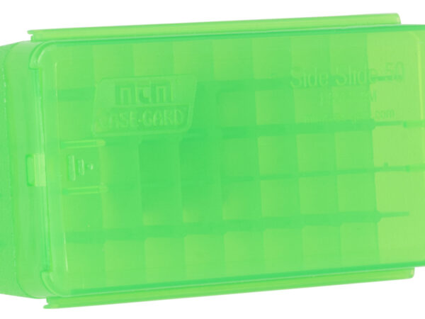 MTM Case-Gard P50SS9M16 Side-Slide Ammo Box Multi-Caliber Handgun Clear Green Plastic 50rd
