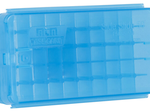 MTM Case-Gard P50SS9M24 Side-Slide Ammo Box Multi-Caliber Handgun Clear Blue Plastic 50rd