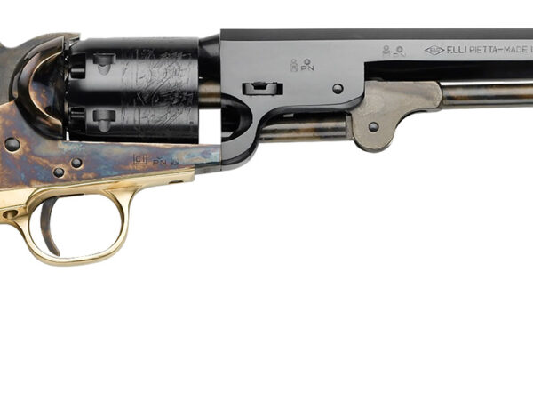 Pietta PF51CH36712 1851 Navy Steel 36 Cal 7.50" 6rd Color Case Hardened Frame Blued Cylinder Blued Octagon Barrel Walnut Grip