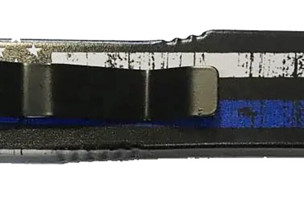 Templar Knife MBTB331 Gen II Back The Blue Slim 3.43" OTF Drop Point Plain Black Oxide Stonewashed 440C SS Blade, 5.05" Black & White w/Blue Line Aluminum Handle, Glass Breaker