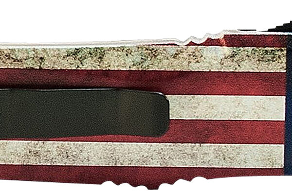Templar Knife SBRF331 Gen II Betsy Ross Flag Small 2.69" OTF Drop Point Plain Black Oxide Stonewashed Black 440C SS Blade, 4.31" Betsy Ross Flag Aluminum Handle Glass Breaker