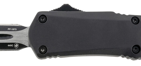 Templar Knife SBR131 Gen II  Small 2.69" OTF Dagger Plain Black Oxide Stonewashed 440C SS Blade, 4.31" Black Aluminum/Rubber Handle, Glass Breaker