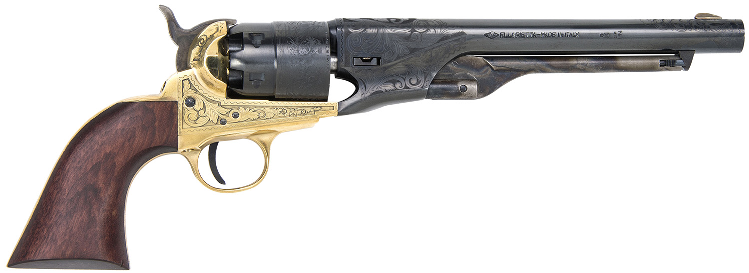 Traditions FR186012 1860 Army Break Open 44 Cal #11 Percussion 8" 6 Shot Brass Engraved Frame Blued Engraved Barrel Blued Cylinder Walnut Grip