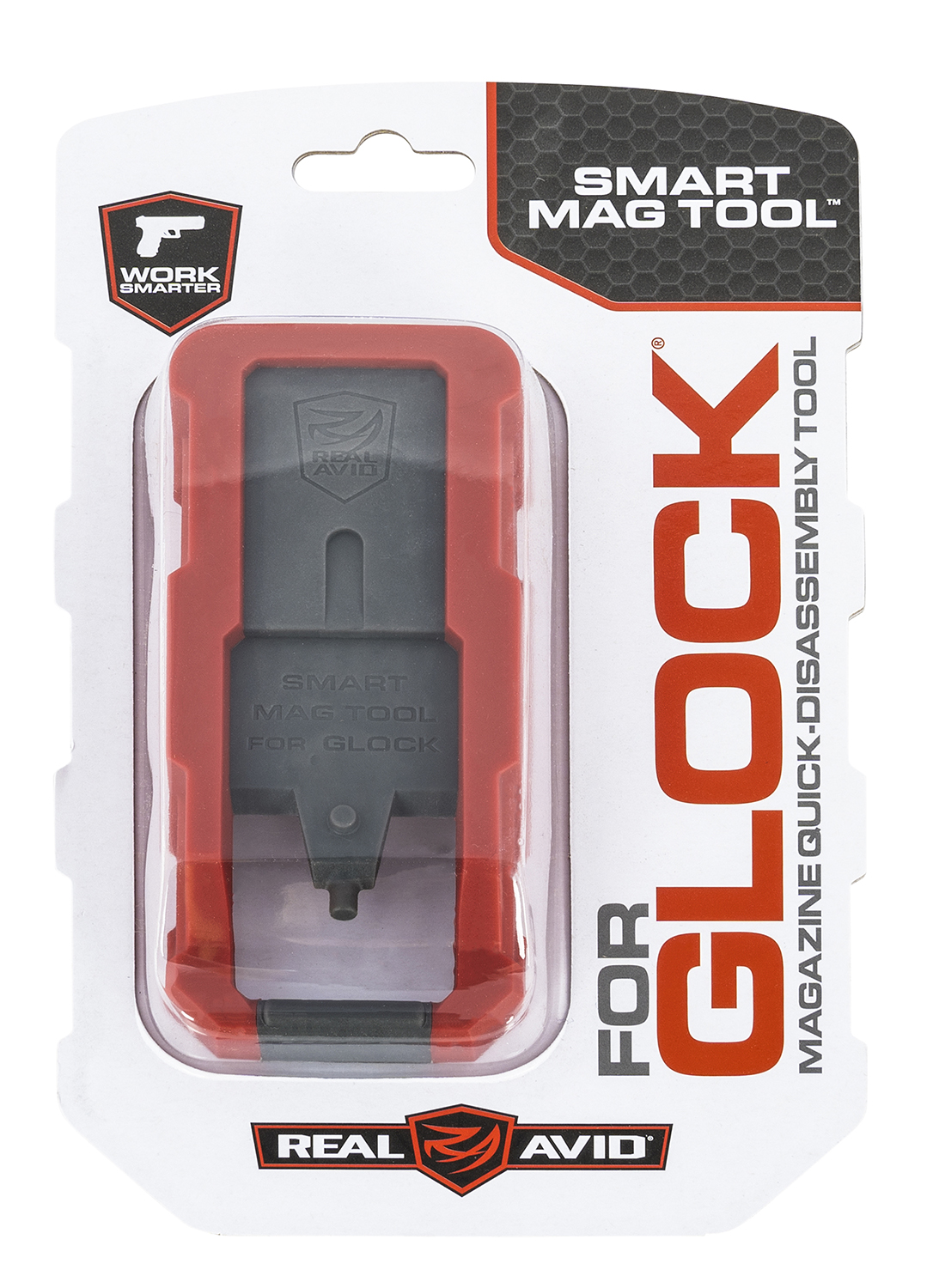 Real Avid AVGLOCKMT Smart Mag Tool Compatible w/Glock, Gray/Red Plastic