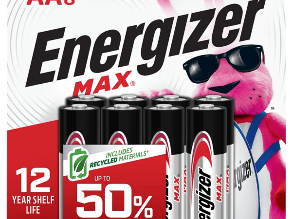 Energizer E91MP8 AA Max Silver 1.5V Alkaline, Qty (8) Single Pack