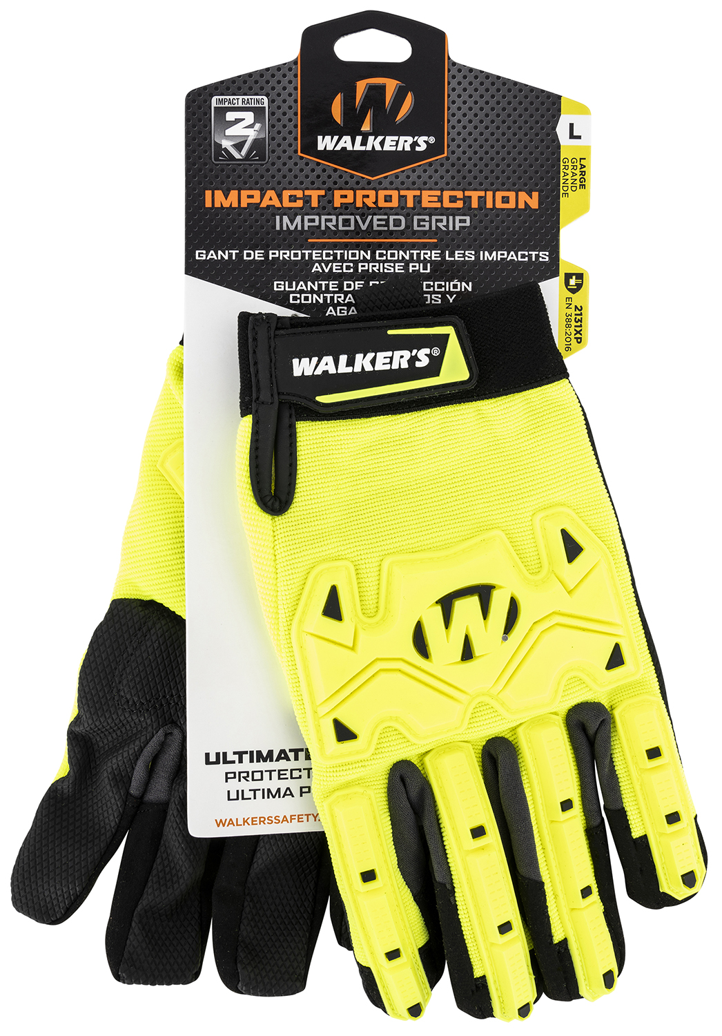Walker's GWPSFHVFFPUIL2LG Impact Protection Black/Yellow Synthetic Leather Large Hook & Loop Closure