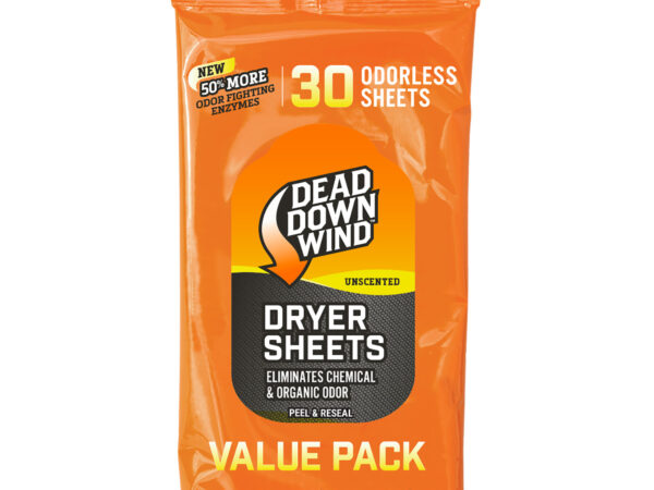 Dead Down Wind 113019 Dryer Sheets  Odor Eliminator Odorless Scent Dryer Sheet 30 Per Pkg