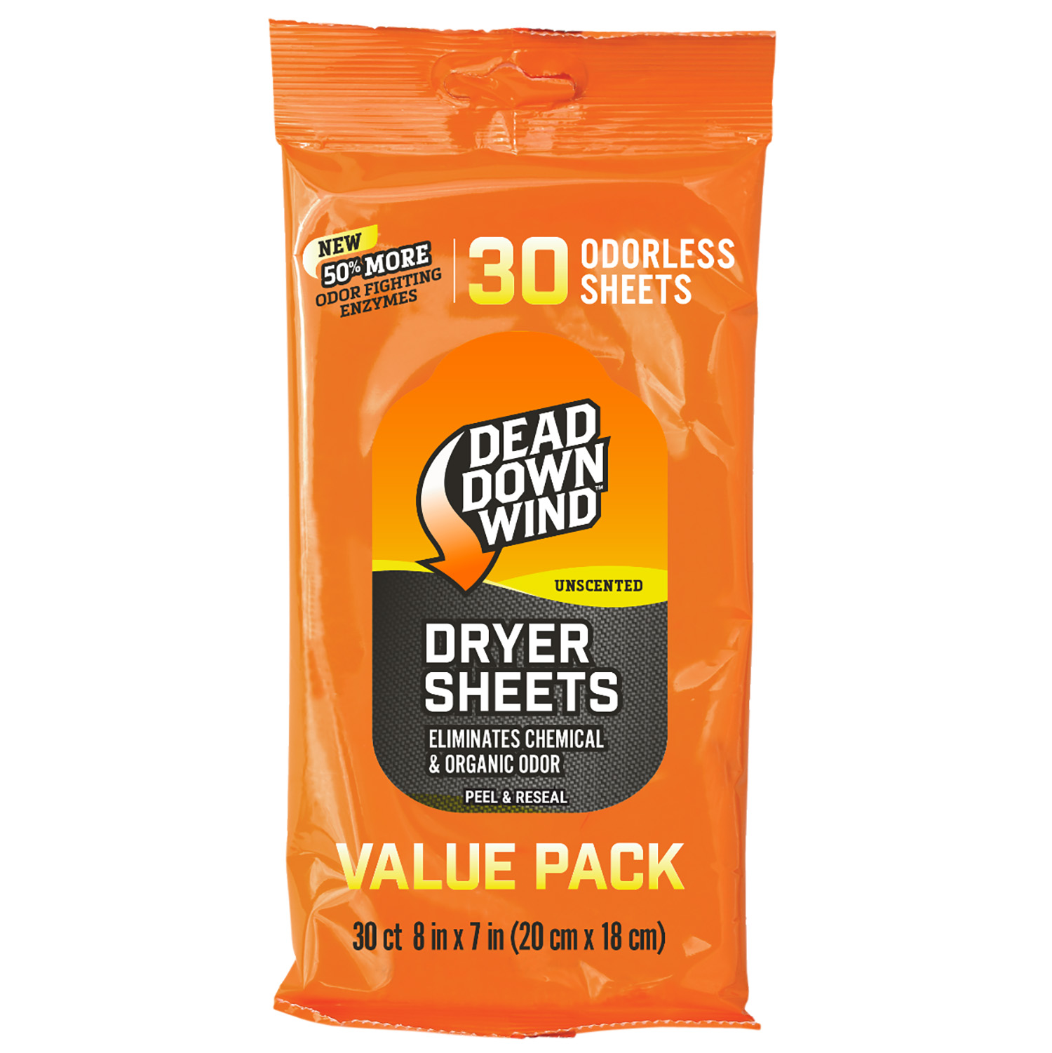 Dead Down Wind 113019 Dryer Sheets Odor Eliminator Odorless Scent Dryer Sheet 30 Per Pkg