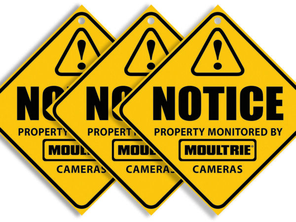 Moultrie MCA13133 Camera Surveillance Signs Yellow 3 Per Pkg