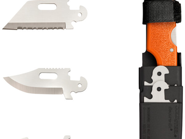 Cold Steel CS-40AL Click-N-Cut Hunter 2.50" Fixed Bowie/Gut Hook/Plain/Serrated Satin 420J2 SS Blade/Orange ABS Handle