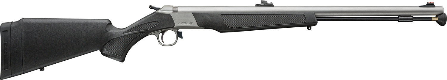 CVA PR2117SVP Wolf V2 50 Cal 209 Primer 24" Matte Stainless Steel Barrel, Drilled & Tapped Stainless Steel Receiver, Fixed Black Synthetic Stock, Williams Fiber Optic Sights