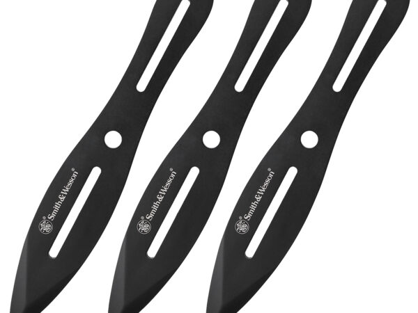 Smith & Wesson Knives SWTK8BCP Bullseye Throwing Knives 4.26" Fixed Plain Black Oxide 2Cr13MoV SS Blade, Black Stainless Steel Handle, Includes Sheath, 8" OAL, Set of 3