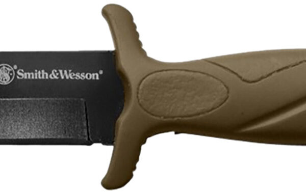 Smith & Wesson Knives 1100073 H.R.T. Flase Edge 2.75" Fixed Plain Black Oxide Stainless Steel Blade Flat Dark Earth Rubber Handle Includes Sheath