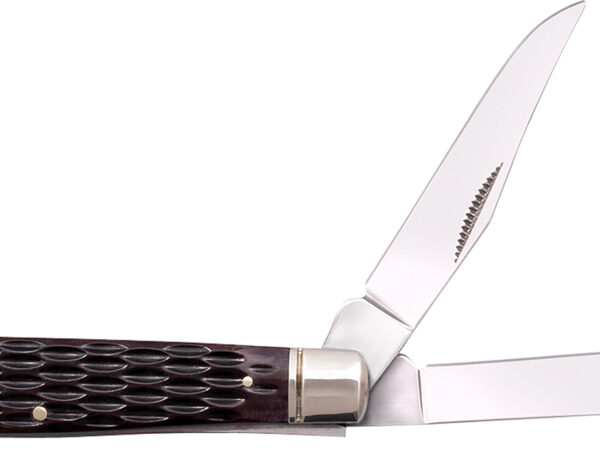 Cold Steel CSFLMTRPRJ Trapper  Mini 2.60"/2.70" Folding Clip/Spey Plain 3Cr13MoV SS Blade/Brown Jigged w/Polished Bolsters Bone Handle