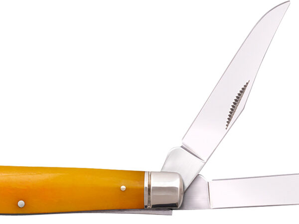 Cold Steel CSFLMTRPRY Trapper  Mini 2.60"/2.70" Folding Clip/Spey Plain 3Cr13MoV SS Blade/Yellow w/Polished Bolsters Bone Handle