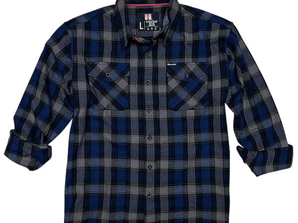 Hornady Gear 32204 Flannel Shirt  XL Navy/Black/Gray,  Cotton/Polyester, Relaxed Fit Button Up