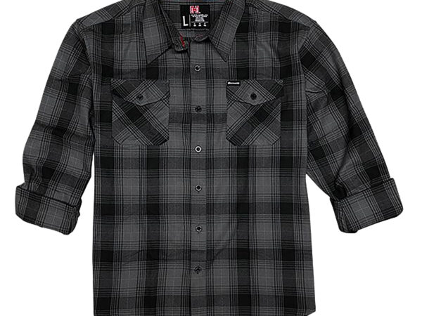 Hornady Gear 32226 Flannel Shirt 3XL Gray/Black, Cotton/Polyester, Relaxed Fit Button Up