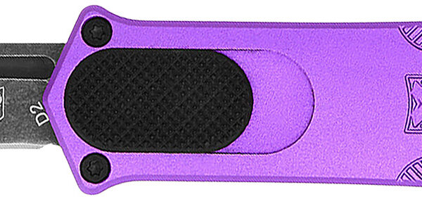 CobraTec Knives CALI952PURDNS California 952 *CA Compliant 1.75" OTF Drop Point Plain Black Stonewashed D2 Steel Blade, 3" Purple Anodized Aluminum Handle