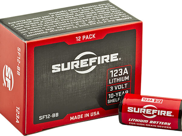 SureFire SF12BB 123A Batteries  Red/Black 3.0 Volts 1,550 mAh (12) Single Package Boxed