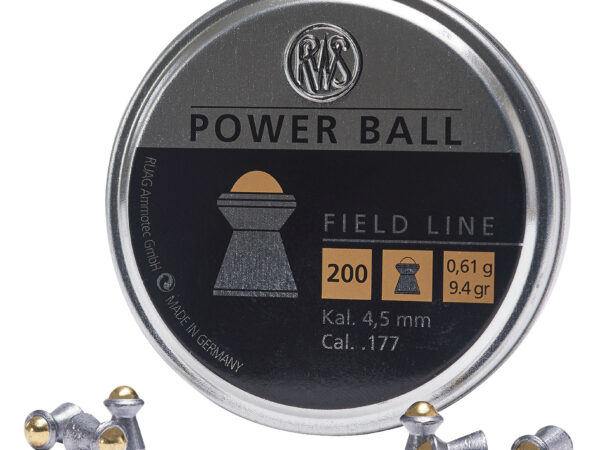 Umarex USA 2317414 Power Ball Field Line 177 Steel Lead Domed Pellet/ 200 Per Tin