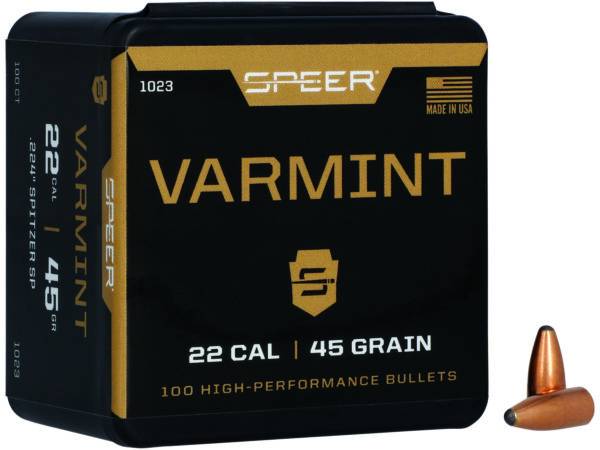 Speer 1023 Varmint 22Cal 45gr Jacketed Soft Point 100 Per Box/5 Case