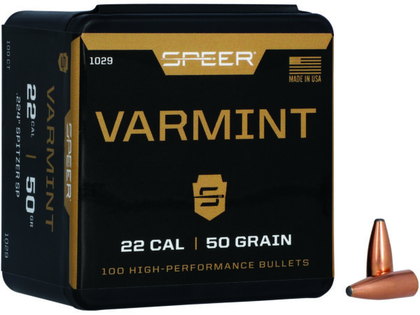 Speer 1029 Varmint 22Cal 50gr Jacketed Soft Point 100 Per Box/5 Case