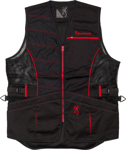 BROWNING ACE SHOOTING VEST - R-HAND 2XL BLACK/RED TRIM - Image 2