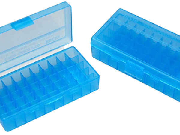 MTM Case-Gard P503824 Ammo Box Flip-Top Multi Caliber Handgun Clear Blue Polypropylene 50rd