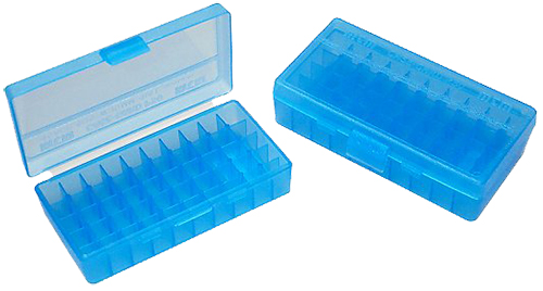MTM Case-Gard P504524 Ammo Box Flip-Top Multi Caliber Handgun Clear Blue Polypropylene 50rd