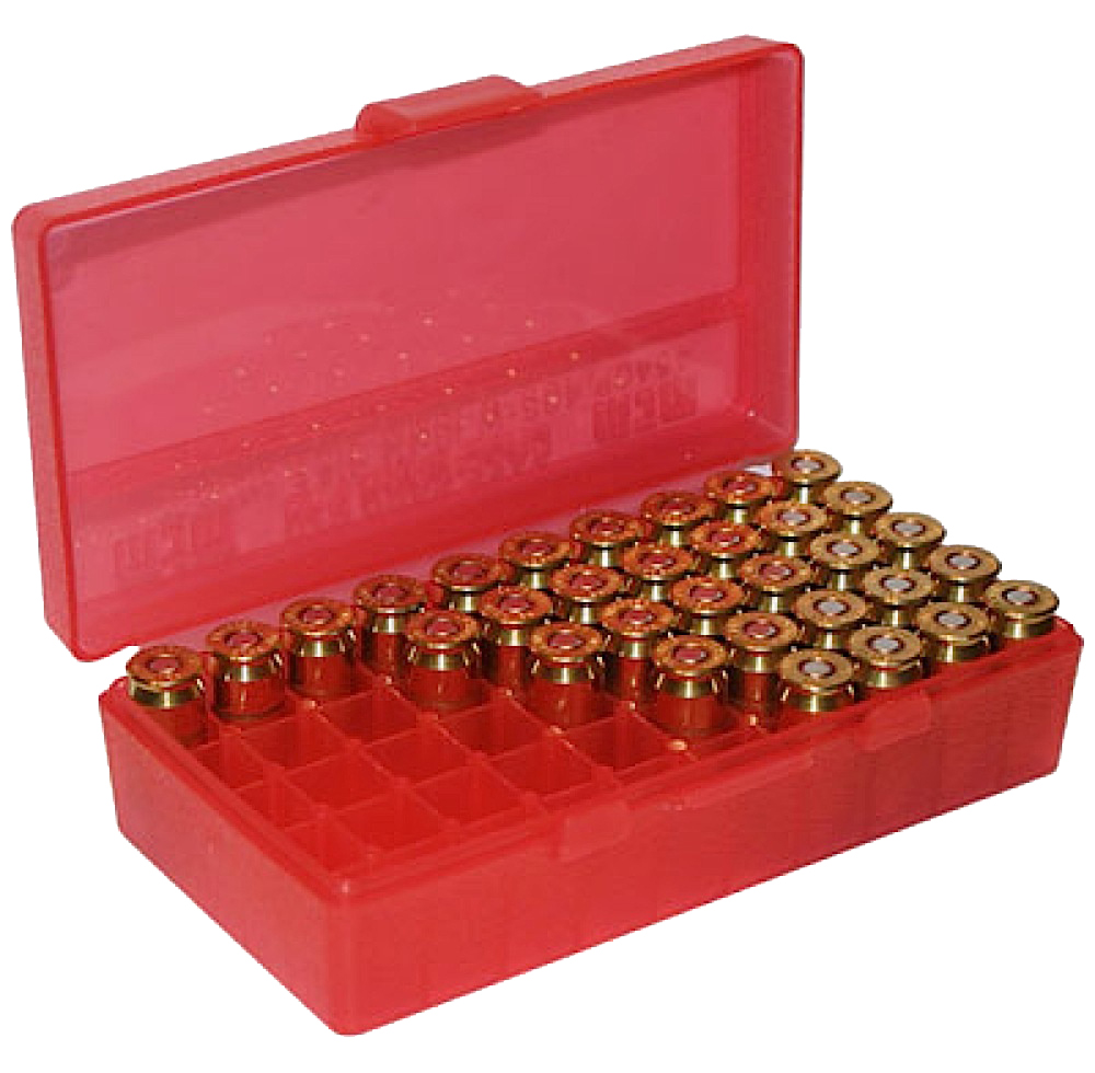 MTM Case-Gard P504529 Ammo Box Flip-Top Multi Caliber Clear Red Polypropylene 50rd